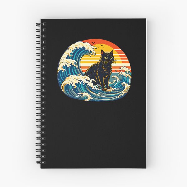 Item preview, Black Cat Ocean Wave Sunset Vintage Art designed and sold by Dmo3HarkoArt.
