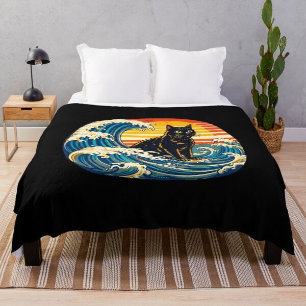 Item preview, Black Cat Ocean Wave Sunset Vintage Art designed and sold by Dmo3HarkoArt.
