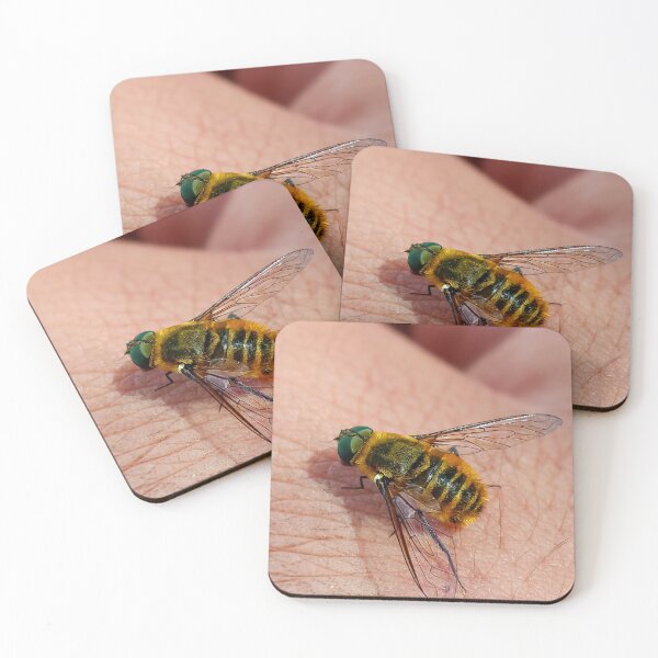 Item preview, Macro View Of Hairy Bee Fly Resting On Human Skin designed and sold by annendho.