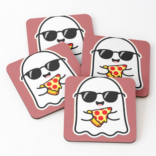 Item preview, Kawaii Ghost with Pepperoni Pizza and Halloween Sunglasses designed and sold by AstronautMerch.