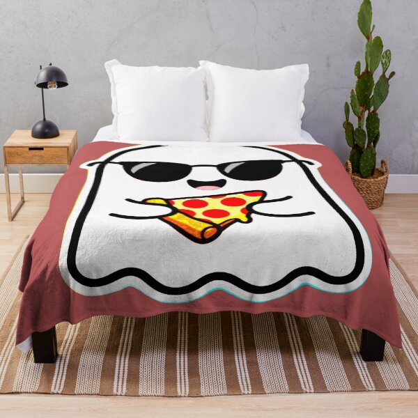Item preview, Kawaii Ghost with Pepperoni Pizza and Halloween Sunglasses designed and sold by AstronautMerch.