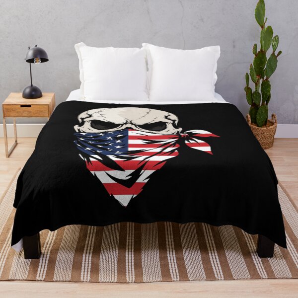 Item preview, American Flag Bandana Skull - Patriotic Biker Skull designed and sold by Marshallamoakohene.