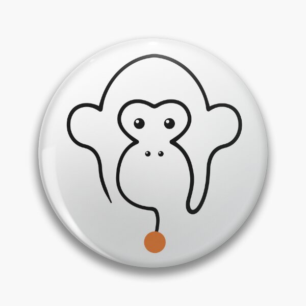 Item preview, Chimpanzee Face One Line Art with Orange Ball designed and sold by MirrorsFineArt.