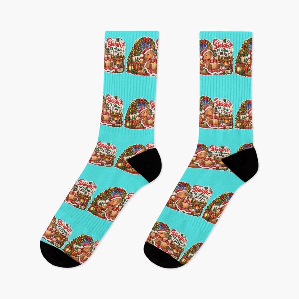 Item preview, SLEIGH? I'D RATHER STAY! 2026 BY NAGGINGSTICKERSCO. NAGGING CAPYBARA'S A VERY NAGGING CHRISTMAS! COLLECTION | AQUA Edition | No.01 designed and sold by LaMaisonOfMY.