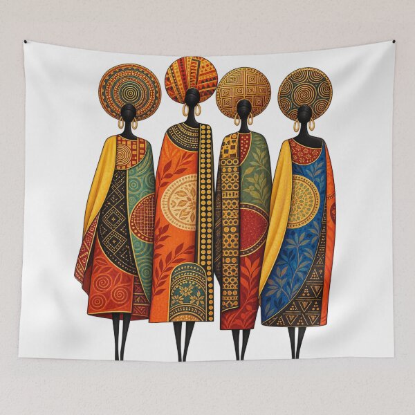 Item preview, Colorful African Art of Four Elegant Women designed and sold by aliyehc.