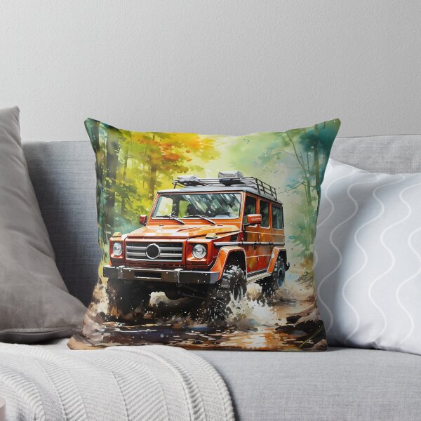 Item preview, Orange Off-Road SUV Splashing Through Forest Trail designed and sold by RevUpDesign.