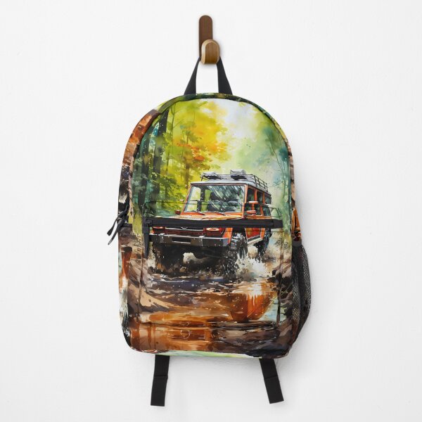 Item preview, Orange Off-Road SUV Splashing Through Forest Trail designed and sold by RevUpDesign.