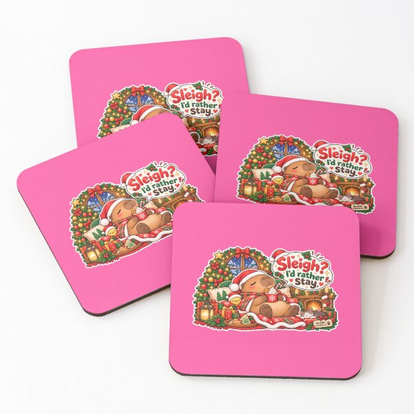 Item preview, SLEIGH? I'D RATHER STAY! 2026 BY NAGGINGSTICKERSCO. NAGGING CAPYBARA'S A VERY NAGGING CHRISTMAS! COLLECTION | ELECTRIC PINK Edition | No.01 designed and sold by LaMaisonOfMY.