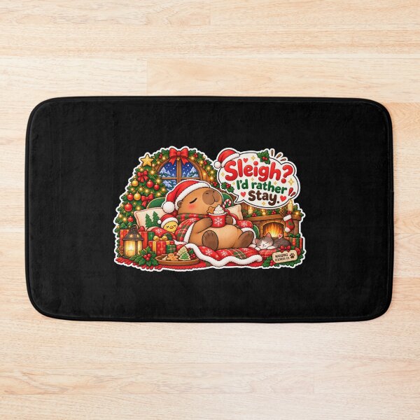 Item preview, SLEIGH? I'D RATHER STAY! 2026 BY NAGGINGSTICKERSCO. NAGGING CAPYBARA'S A VERY NAGGING CHRISTMAS! COLLECTION | BLACK Edition | No.01 designed and sold by LaMaisonOfMY.