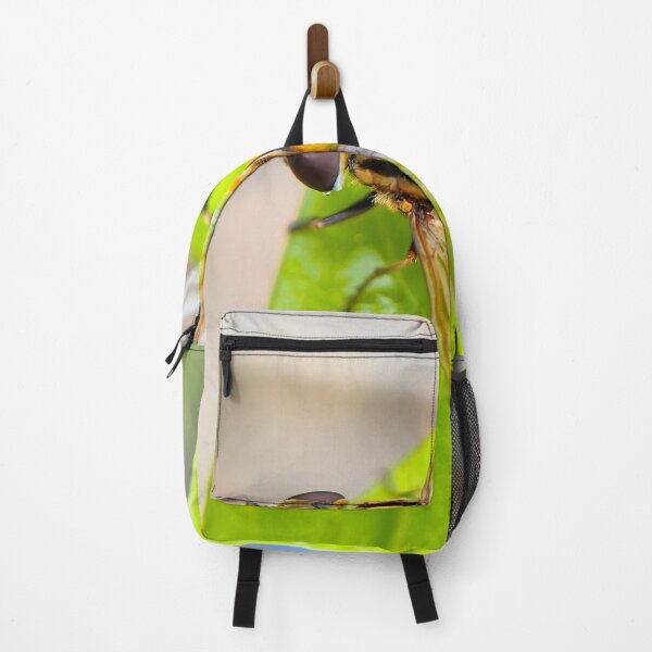 Item preview, Yellow Striped Hoverfly Resting On Wet Green Leaf designed and sold by annendho.