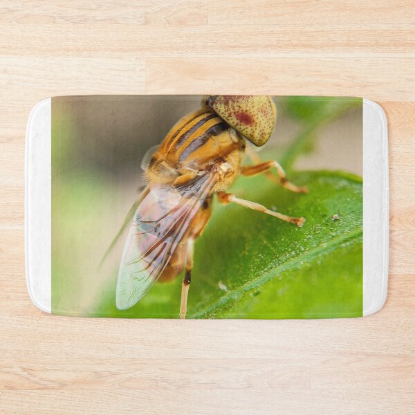 Item preview, Macro View Of Spot-Eyed Hoverfly Perched On Plant Leaf designed and sold by annendho.