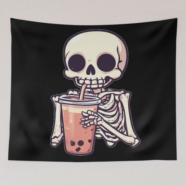 Item preview, Cute Skeleton Drinking Boba Tea Iced Coffee Halloween designed and sold by Digital Design Art.