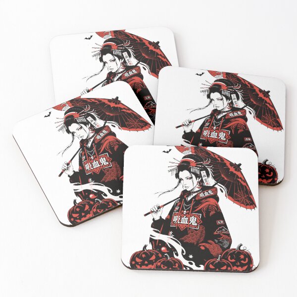Item preview, Japanese Vampire Geisha Halloween - Tokyo Goth Anime Girl with Red Moon designed and sold by Tsuiho_art.