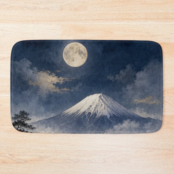 Item preview, Mount Fuji Full Moon Japanese Watercolor Painting designed and sold by vekotpu.