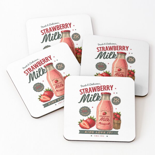Item preview, Vintage Strawberry Milk Bottle with Fresh Berries designed and sold by EricCotanori.