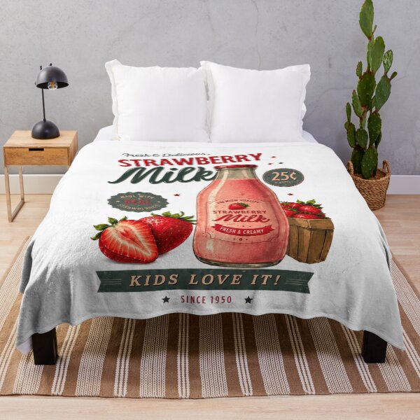 Item preview, Vintage Strawberry Milk Bottle with Fresh Berries designed and sold by EricCotanori.