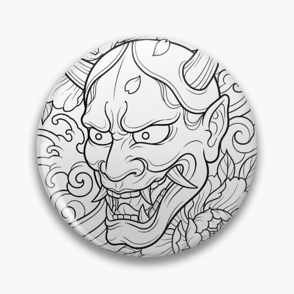 Item preview, Oni Mask Line Art – Japanese Irezumi Coloring Page designed and sold by MJVolt.