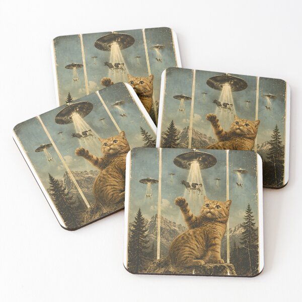Item preview, Funny Cat Selfie UFO Alien cows Kid Men designed and sold by MathiasFuchs.