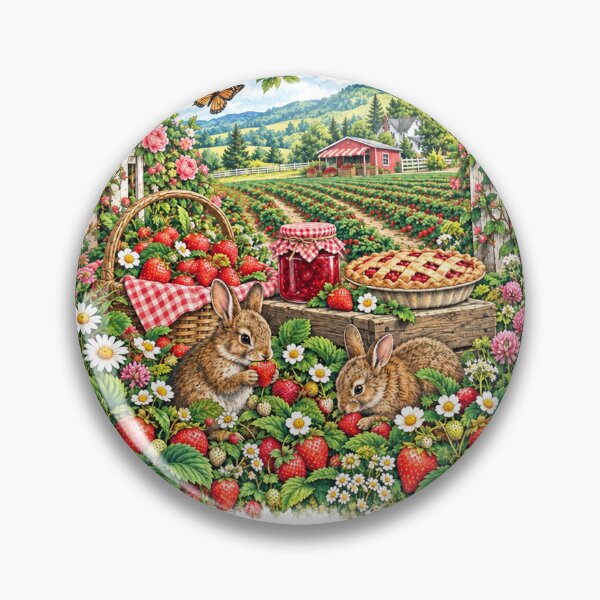 Item preview, Cottage Garden Rabbits with Strawberries and Pie designed and sold by EricCotanori.