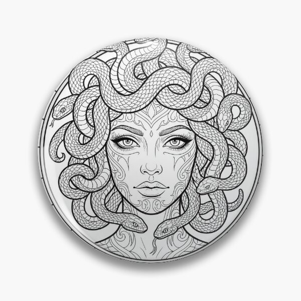 Item preview, Medusa Line Art – Greek Mythology Coloring Page designed and sold by MJVolt.