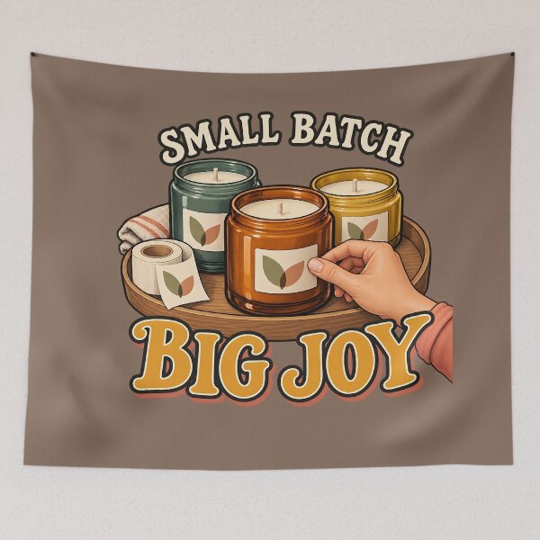 Item preview, Small Batch Big Joy Artisan Candle Making Retro Aesthetic designed and sold by MythicCotton.