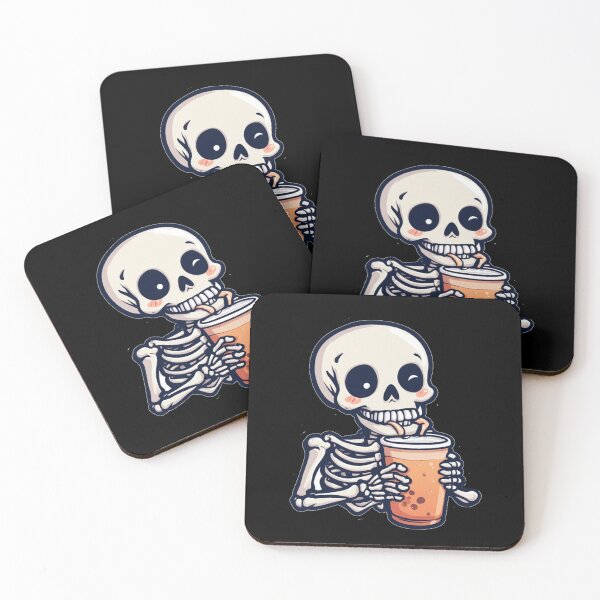 Item preview, Funny Blushing Skeleton Sipping Boba Bubble Tea Halloween designed and sold by Digital Design Art.