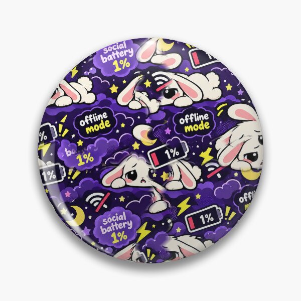 Item preview, Social Battery 1% Bunny Pattern — Introvert Kawaii Seamless designed and sold by Visual Dept..