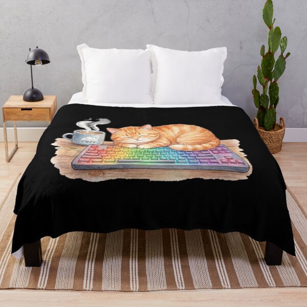 Item preview, Cute Sleeping Cat on RGB Mechanical Keyboard designed and sold by bvdesignart.