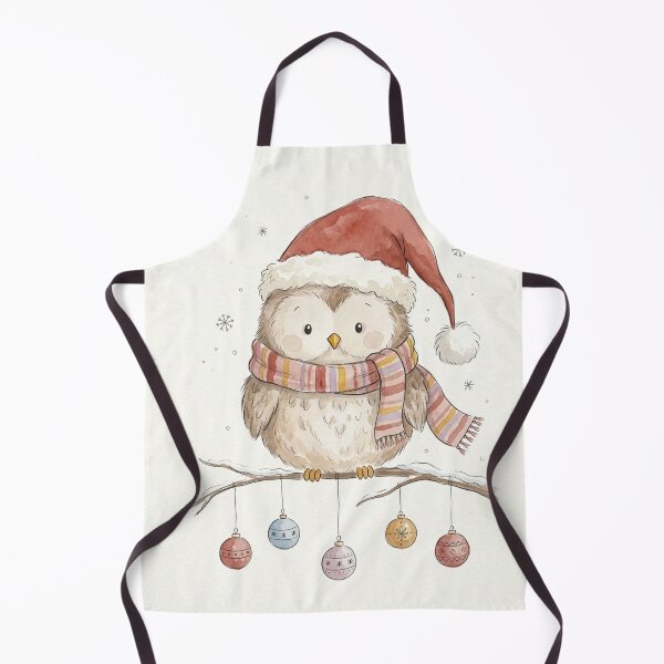 Item preview, Cute Christmas Owl in Santa Hat – Cozy Winter Watercolor Illustration designed and sold by Darlin8888.