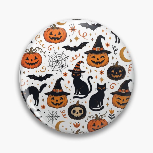Item preview, Vintage Spooky Halloween Pattern Jack O Lanterns and Black Cats Retro Folk Art designed and sold by raedattia.