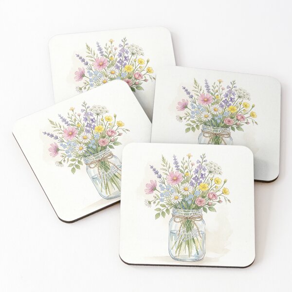 Item preview, Delicate Wildflower Bouquet in Vintage Mason Jar designed and sold by Michaelragheb.