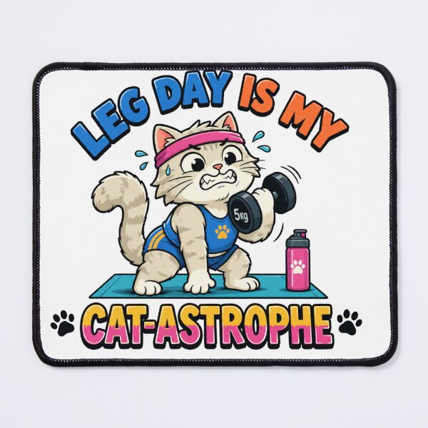 Item preview, Leg Day Is My Cat-Astrophe – Funny Gym Cat Lifting Weights designed and sold by Mellow paws Designs.