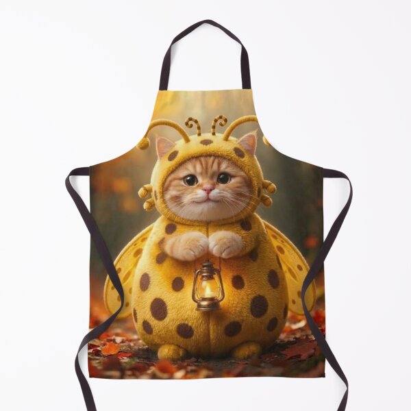 Aperçu de l'œuvre Chat tigré orange mignon en costume d'insecte jaune tenant une lanterne - Illustration d'Halloween créée et vendue par Mindworx21.