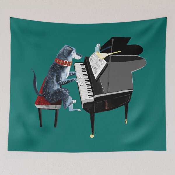 Item preview, Piano lesson with Angel in teal designed and sold by belettelepink.