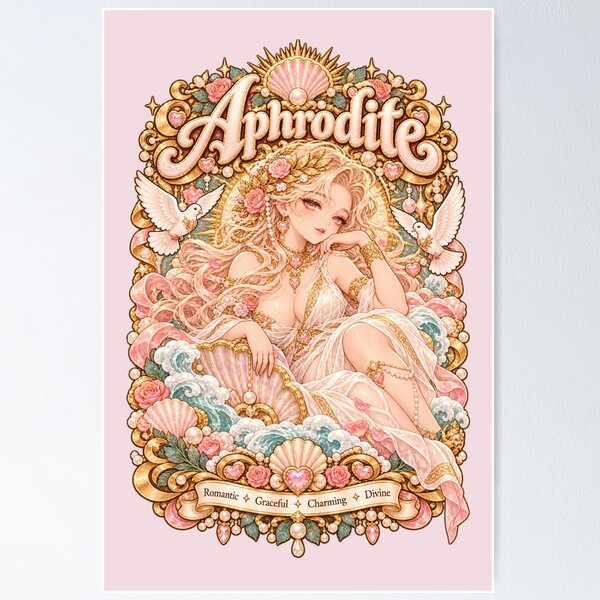 Item preview, Aphrodite – Romantic Goddess of Love Kawaii Art designed and sold by MetaModel Editions.