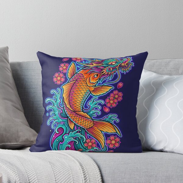 Item preview, Neon Koi Dragon – Japanese Tattoo Art in Vivid Color designed and sold by MJVolt.