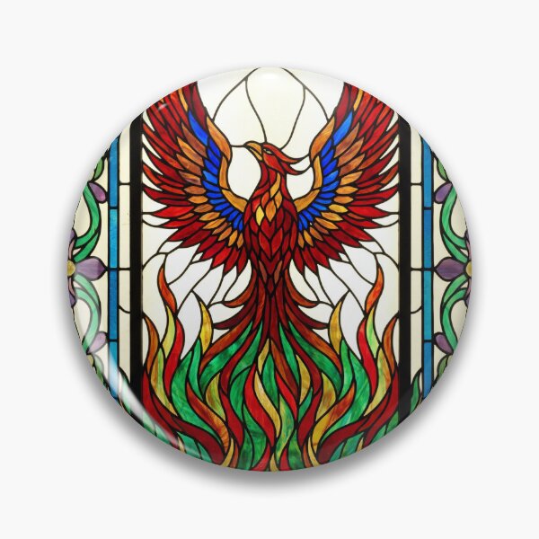 Item preview, Stained-Glass Phoenix – Art Nouveau Jewel-Tone Art designed and sold by MJVolt.