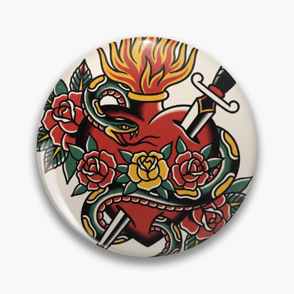 Item preview, Sacred Heart & Snake – Traditional Tattoo Flash designed and sold by MJVolt.