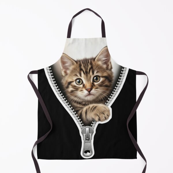 Item preview, Fluffy Tabby Kitten Peeking Out of Zipper Cute 3D Trompe L'oeil Cat Lover Art designed and sold by raedattia.