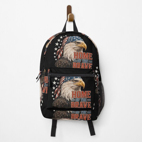 Item preview, Home Of The Brave Patriotic Bald Eagle American Flag Bandana Graphic designed and sold by RonHeller.
