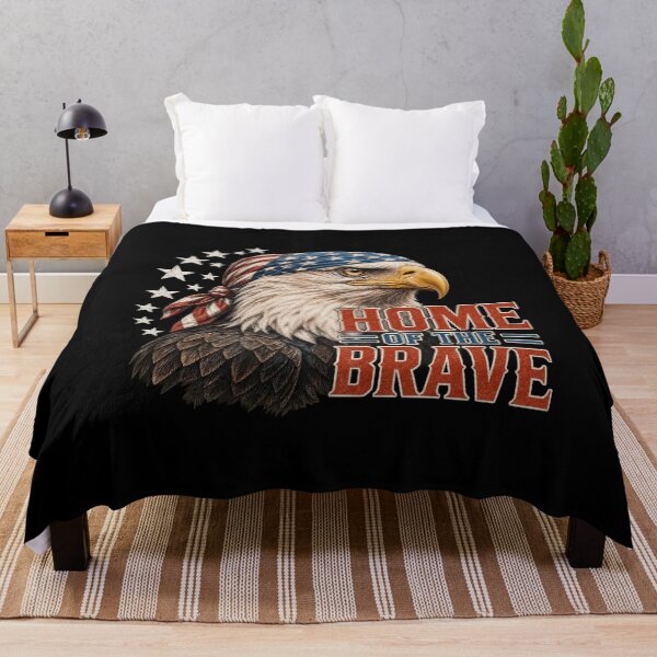 Item preview, Home Of The Brave Patriotic Bald Eagle American Flag Bandana Graphic designed and sold by RonHeller.