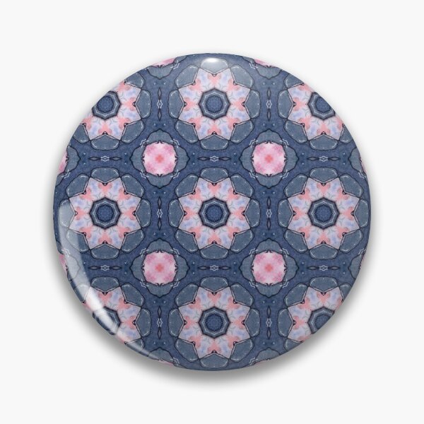 Item preview, Coral Pink Deep Indigo Slate Blue Octagonal Floral Mosaic Mandala - Duvet Cover designed and sold by ArithraStudio.
