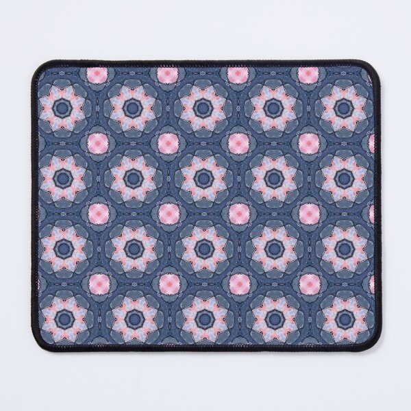 Item preview, Coral Pink Deep Indigo Slate Blue Octagonal Floral Mosaic Mandala - Duvet Cover designed and sold by ArithraStudio.