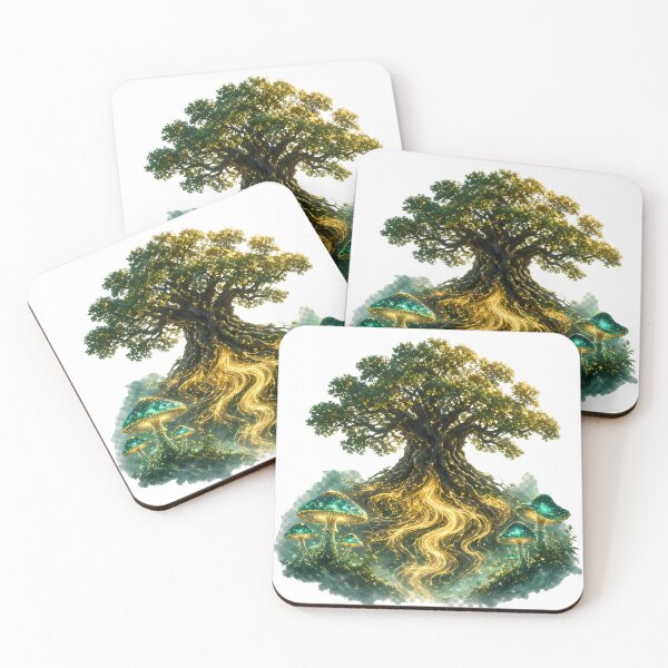 Item preview, Luminous tree with golden roots and mushrooms designed and sold by design-rebell.