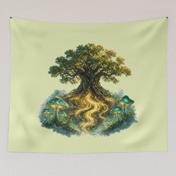 Item preview, Luminous tree with golden roots and mushrooms designed and sold by design-rebell.