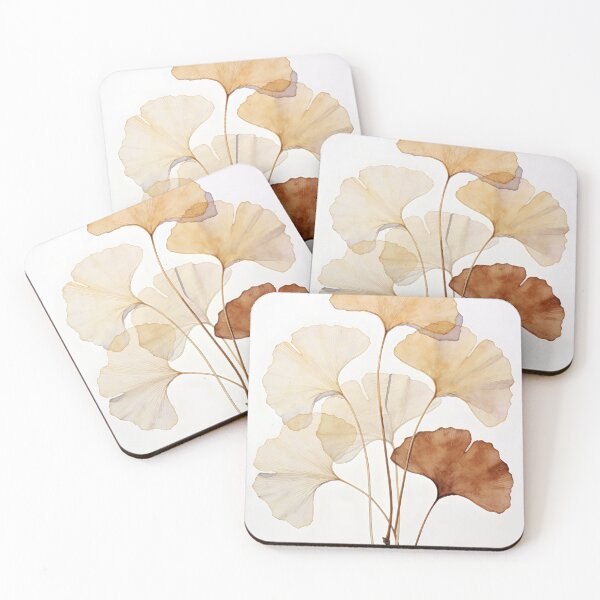 Item preview, Dried Ginkgo Biloba Leaves Watercolor - Beige Minimalist Botanical Wall Art designed and sold by sana designer.