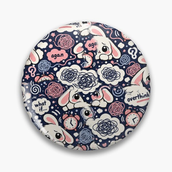 Item preview, Overthinking Bunny Pattern — Anxiety Spirals Kawaii Seamless designed and sold by Visual Dept..