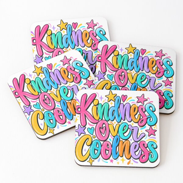 Item preview, Kindness Over Coolness - Cute Colorful Stars & Hearts Typography designed and sold by BumbleBloom7.