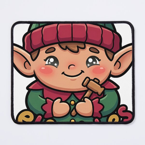 Item preview, Cute Christmas Elf Toymaker in a Knitted Bobble Hat - Elf Wishes designed and sold by pumsquare.