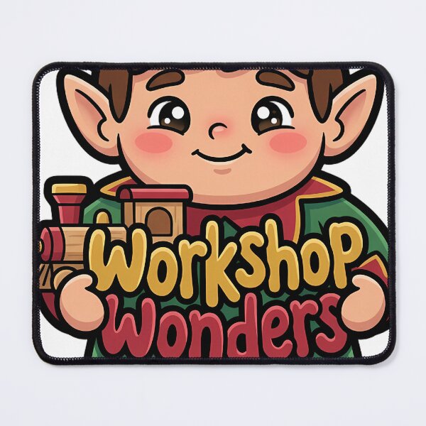 Item preview, Cute Christmas Elf Toy Maker with a Little Wooden Train - Workshop Wonders designed and sold by pumsquare.